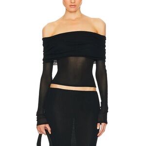 Elegant Black Off-Shoulder Long Sleeve Top